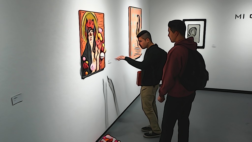 Long Beach State University Art 110 students at the School of Art galleries and in conversation with artists discussing their work