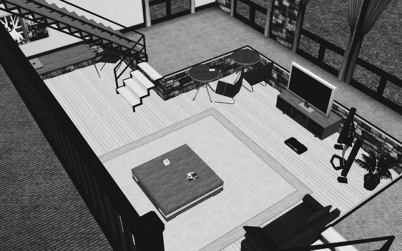 black-and-white screencap from Sims3