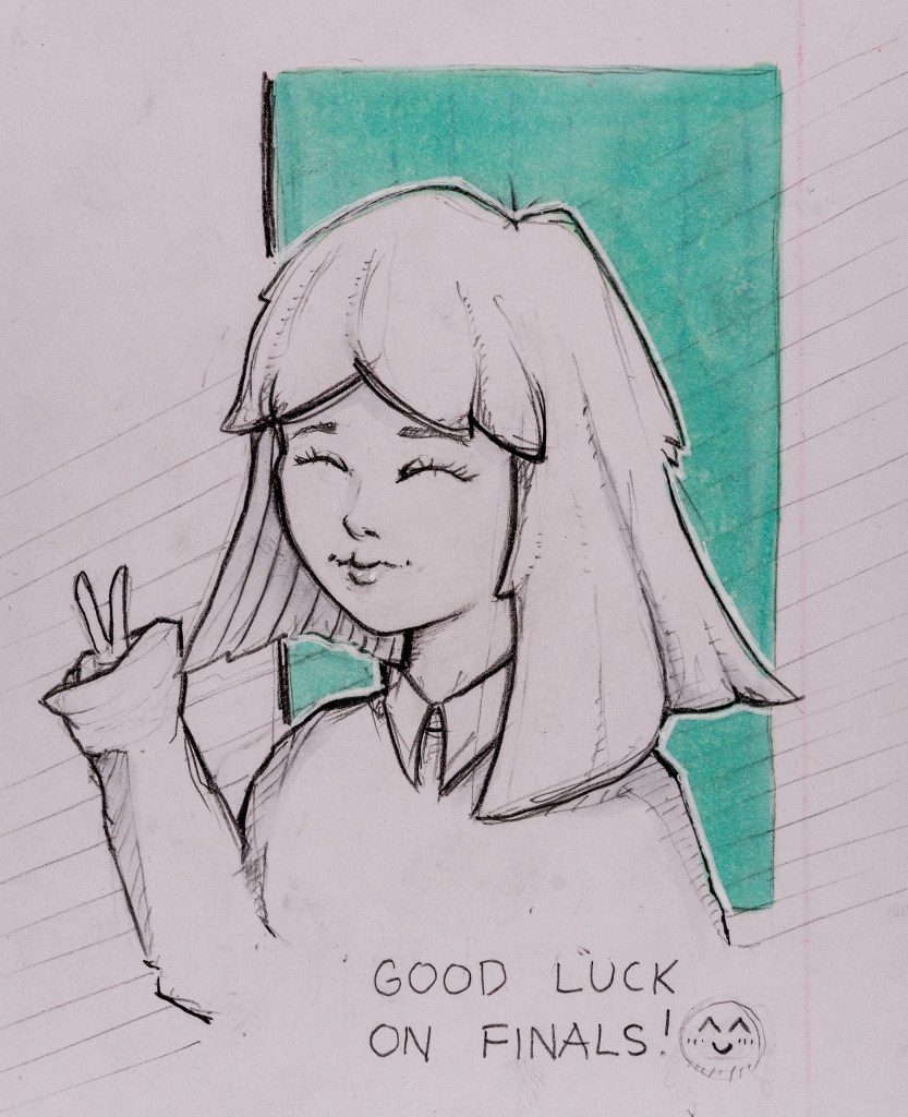 pencil drawing with color background wash of Art 110 sage Yukari