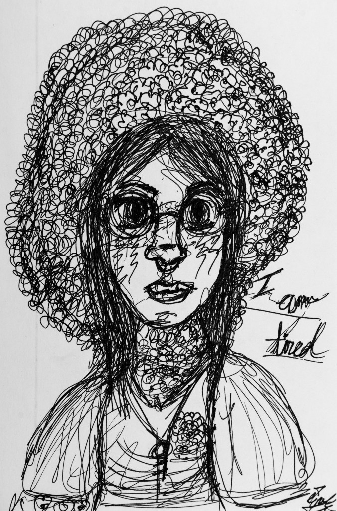 black-and-white pen drawing of fictitious Art110 sage "Rei"
