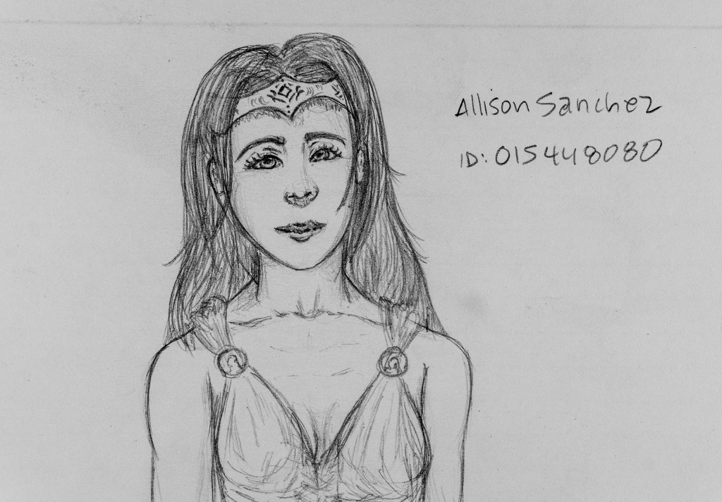 Pencil drawing of Art 110 sage Diana.