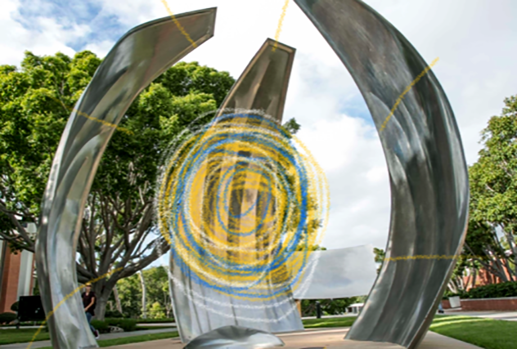 Piotr Kowalski's "Now" sculpture as installed on the Long Beach State University campus