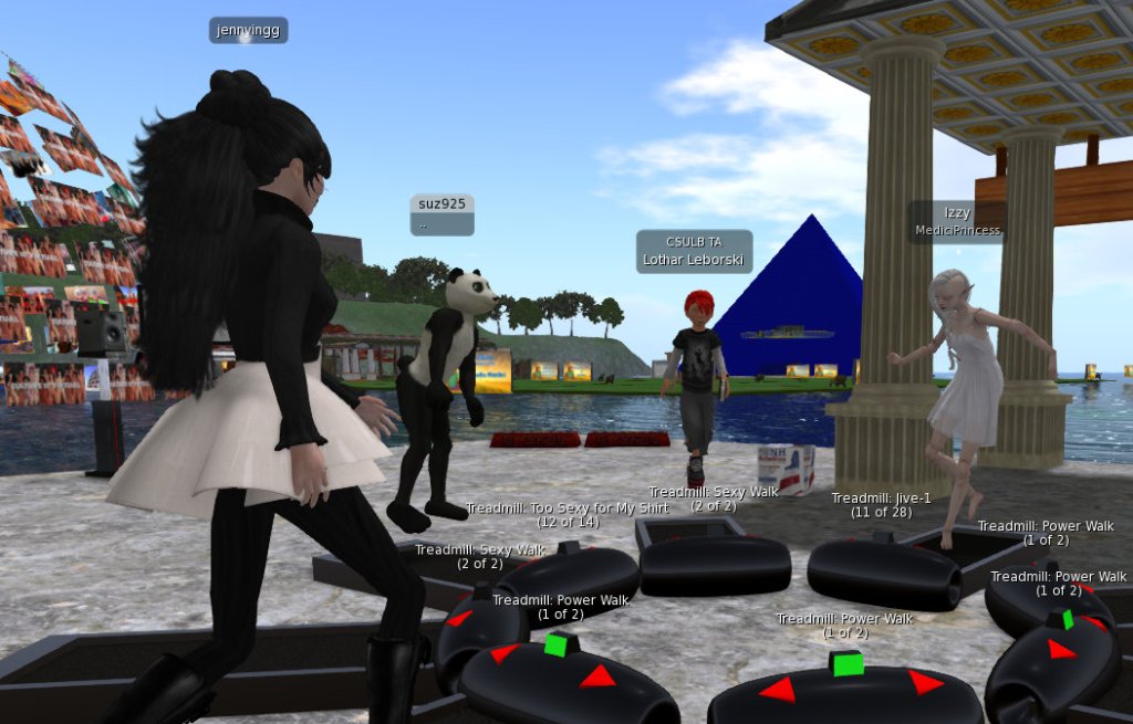 avatars walking on treadmills