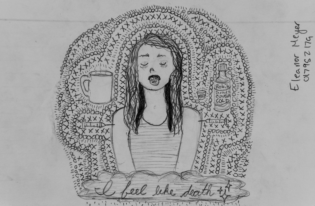 black-and-white pencil drawing of Art 110 sage "Chantae"