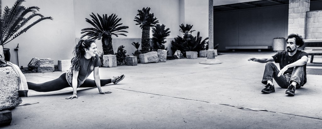 dance moves in the School of Art's Gallery Courtyard at Long Beach State University
